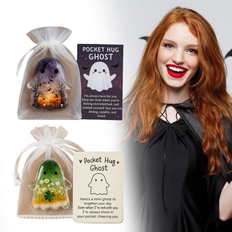 Pocket Hug Ghost, Pockets Hug Ghosts with Encouragement Card Cute Mini Charm,Mini Inspirational Statue with Encouragement Card Small Decorative Keepsake (3pcs Style 2) - Image 4